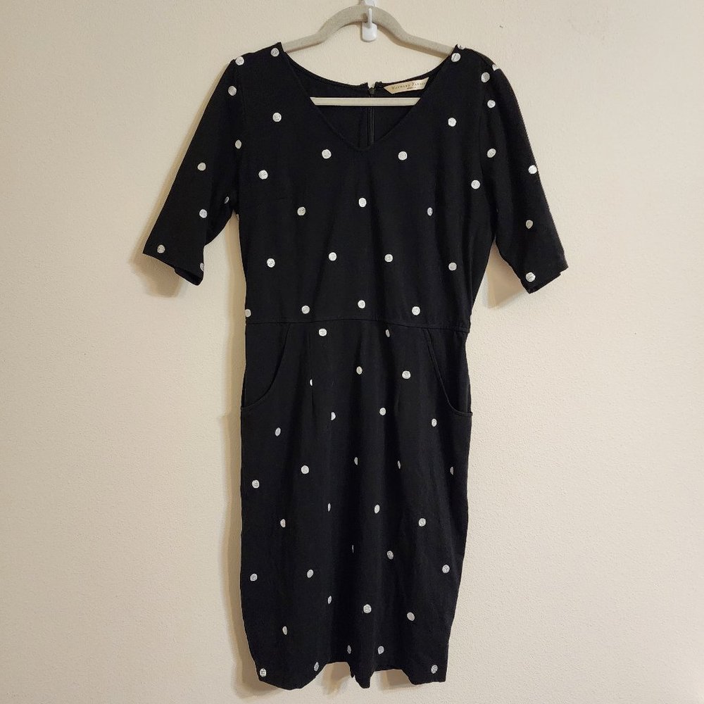 eShakti Wayward Francies Women Polkadot Poplin Mini Dress Sz L/12, Jersey Cotton